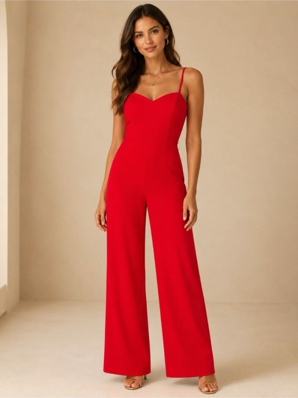 NWT Scarlet Red Wide Let Jumpsuit sz 0 French Connection $198 Sweetheart Elegant